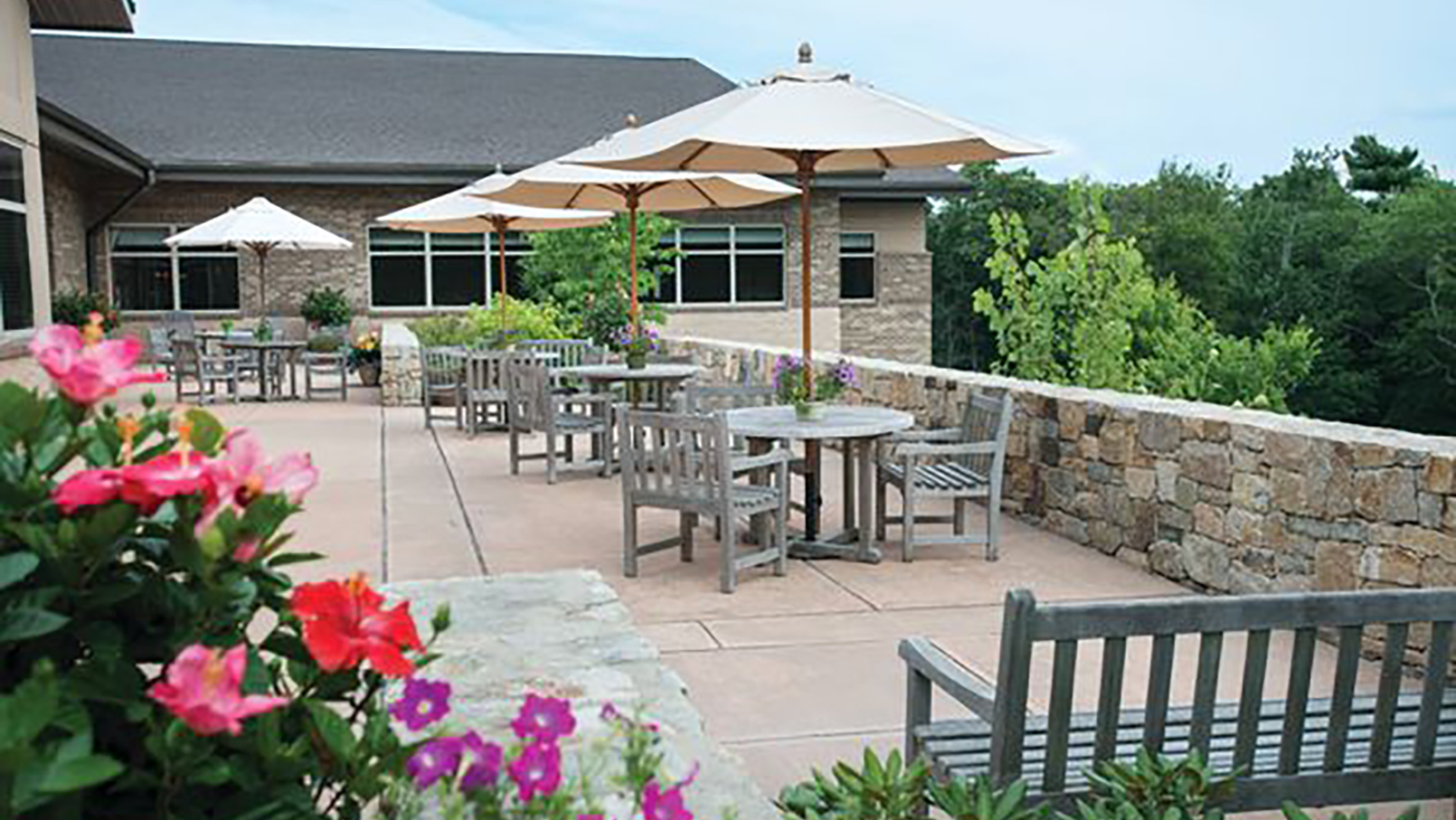 Courtyard outside a community building.