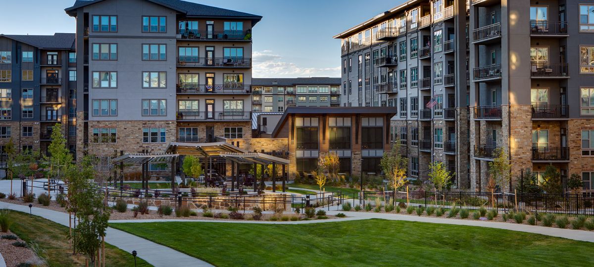 Exterior shot of a Wind Crest residential building.
